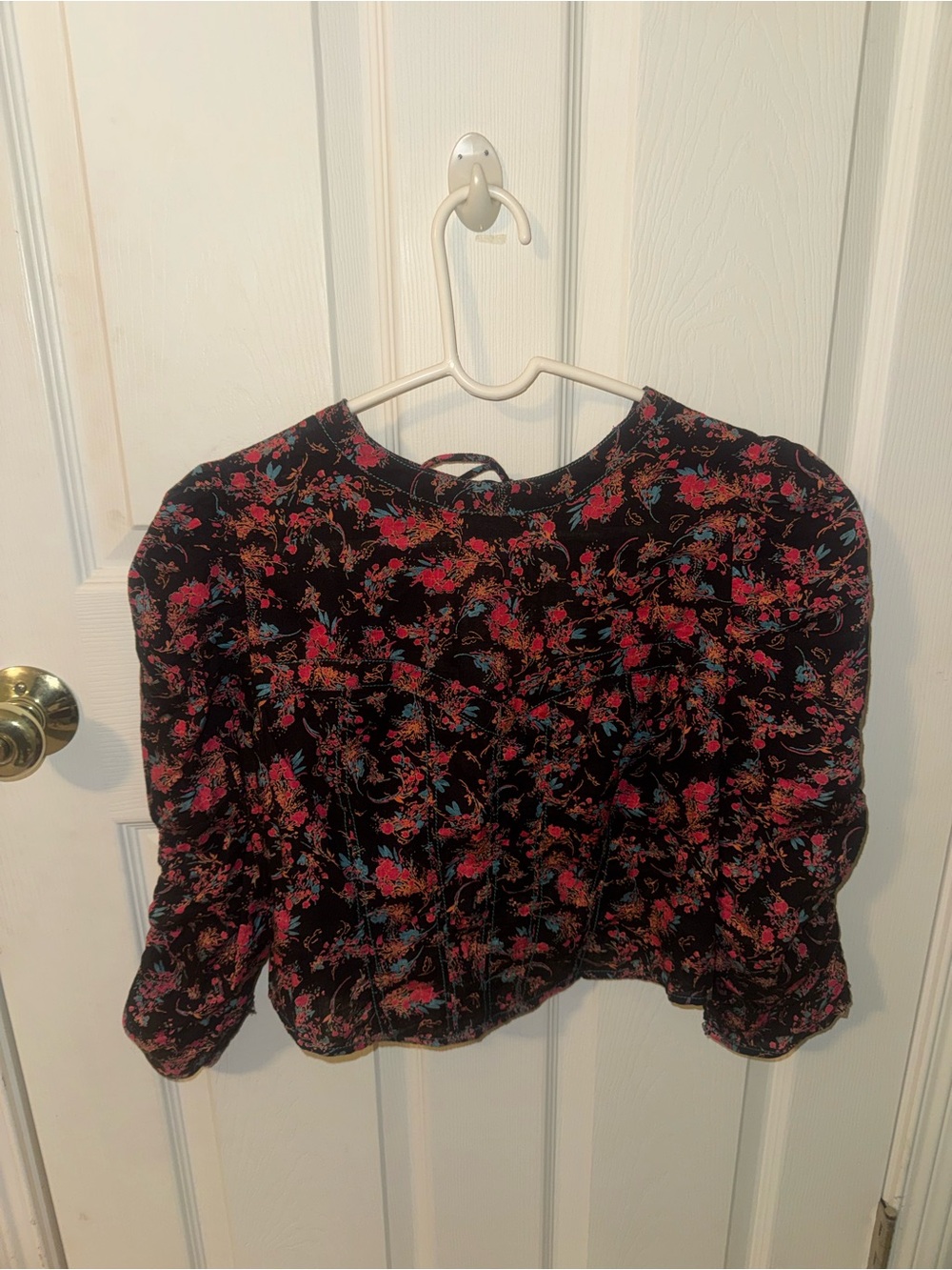 Free People Monica Floral Cropped Open Back Top